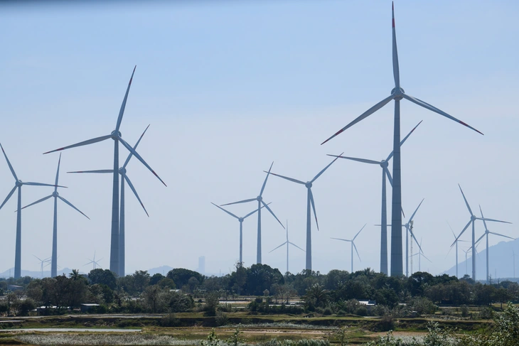 Nguồn điện gió được huy động cao để đáp ứng nhu cầu tiêu dùng điện vào buổi tối - Ảnh: QUANG ĐỊNH

