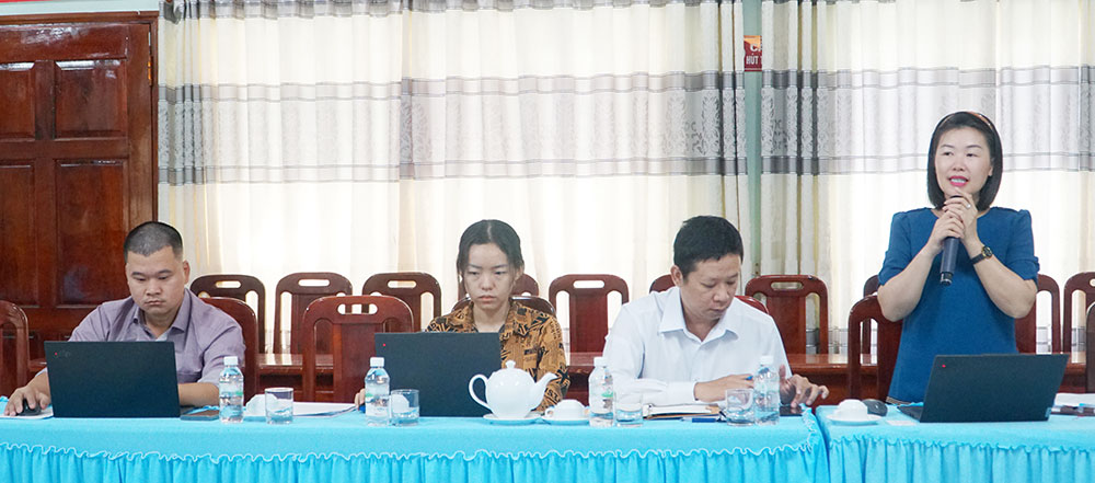 Đại diện Công ty TNHH MTV Nexif Energy Bến Tre báo cáo tại cuộc họp.