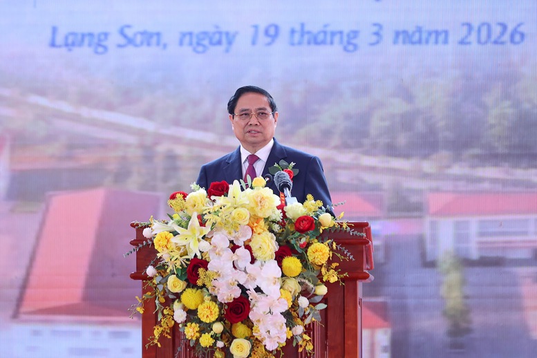 Thủ tướng Phạm Minh Chính phát biểu tại lễ khởi công - Ảnh: VGP/Nhật Bắc