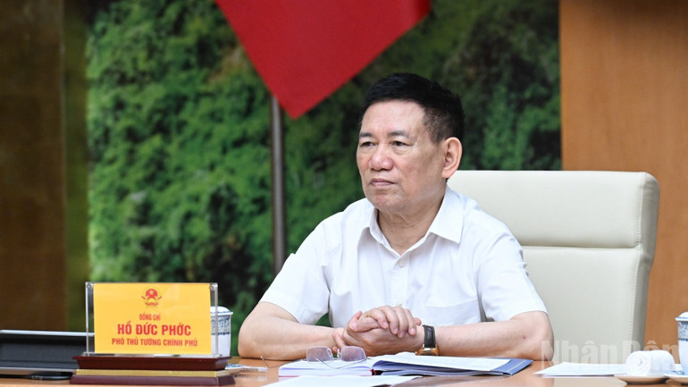 Phó Thủ tướng Hồ Đức Phớc phát biểu ý kiến tại phiên họp. (Ảnh: Trần Hải)
