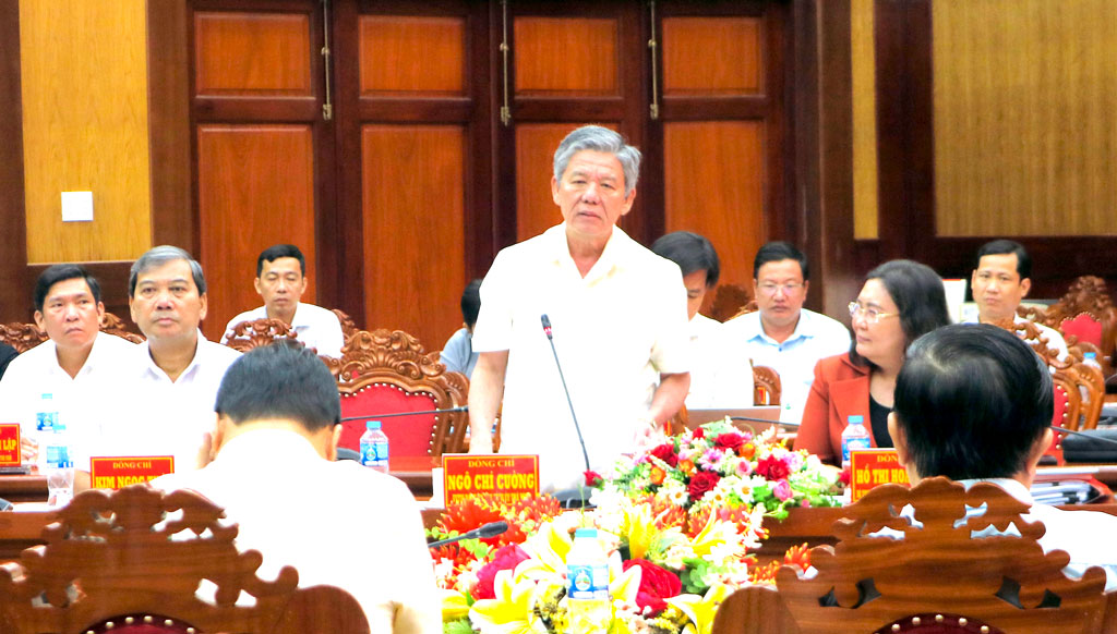 Bí thư Tỉnh ủy Trà Vinh- Ngô Chí Cường phát biểu tại hội nghị.