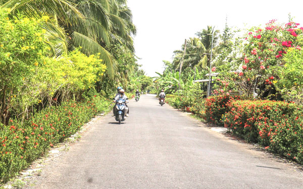 Một trong những tuyến đường sáng, xanh, sạch, đẹp ở xã Trà Côn.
Ảnh: CẨM HUỆ