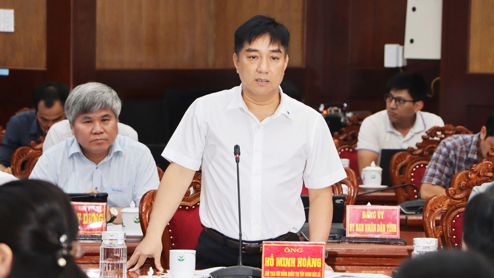 Ông Hồ Minh Hoàng- Chủ tịch HĐQT Tập đoàn Đèo Cả phát biểu tại hội nghị.