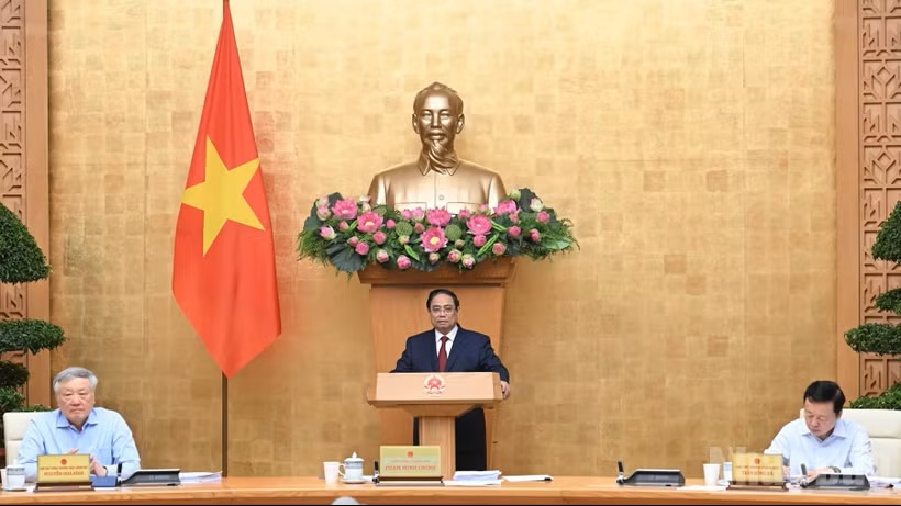 Thủ tướng Phạm Minh Chính chủ trì Hội nghị trực tuyến Chính phủ với địa phương. (Ảnh: TRẦN HẢI)