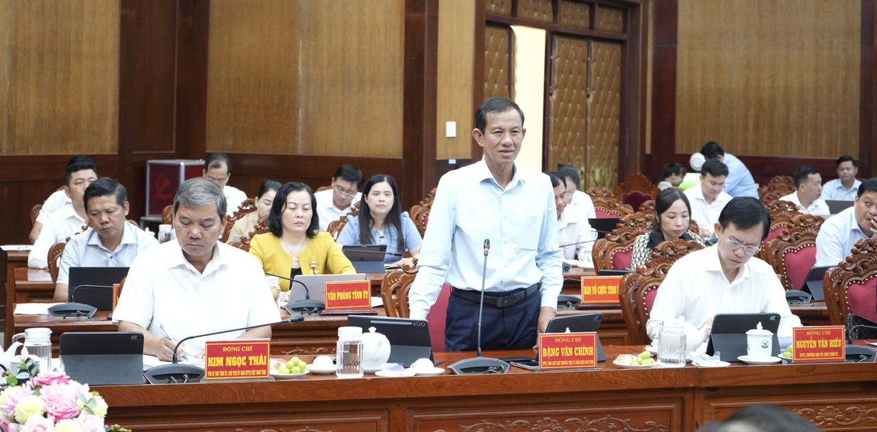 Phó Chủ tịch Thường trực UBND tỉnh Đặng Văn Chính phát biểu tại hội nghị.