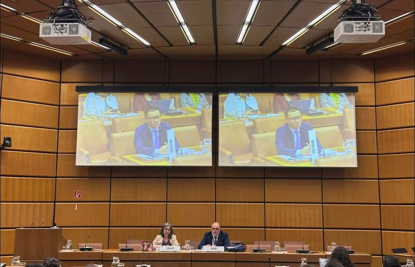 Đại sứ Vũ Lê Thái Hoàng phát biểu tại cuộc họp.