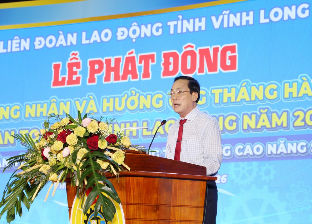 Phó Bí thư Tỉnh ủy- Lâm Minh Đằng phát biểu tại lễ phát động.