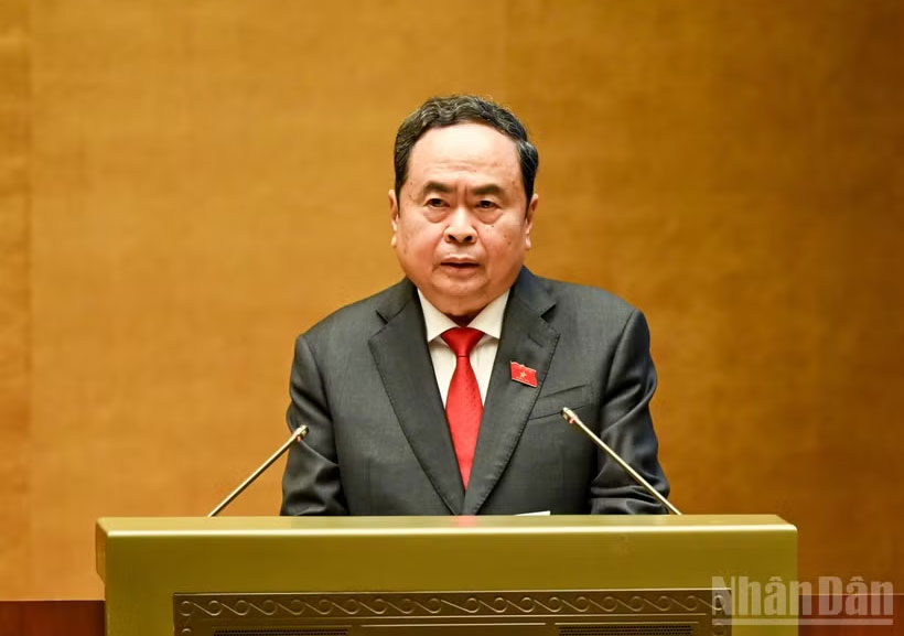 Chủ tịch Quốc hội khóa XV Trần Thanh Mẫn phát biểu khai mạc Kỳ họp thứ nhất, Quốc hội khóa XVI. (Ảnh: DUY LINH)