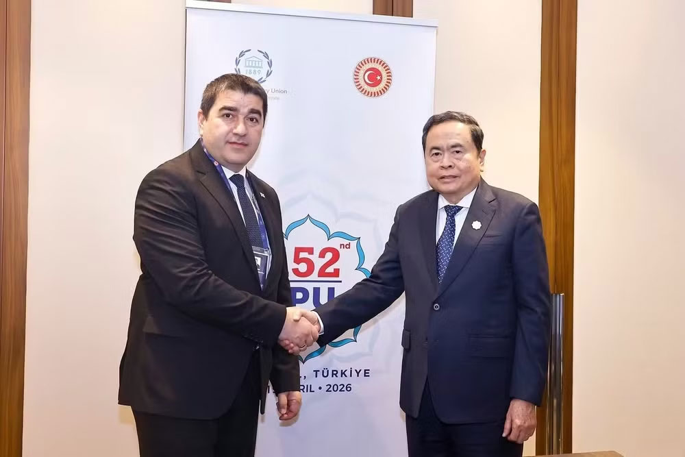 Chủ tịch Quốc hội Trần Thanh Mẫn gặp Chủ tịch Quốc hội Gruzia Shalva Papuashvili. (Ảnh: Doãn Tấn/TTXVN)