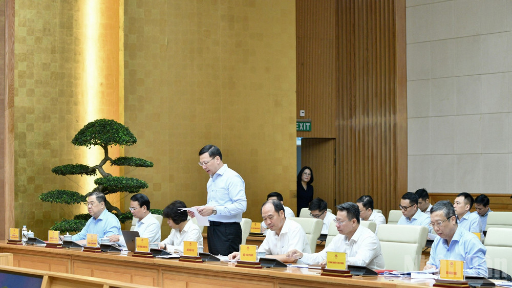 Lãnh đạo Chính phủ, các bộ, ngành tham dự cuộc làm việc. (Ảnh: THANH GIANG)

