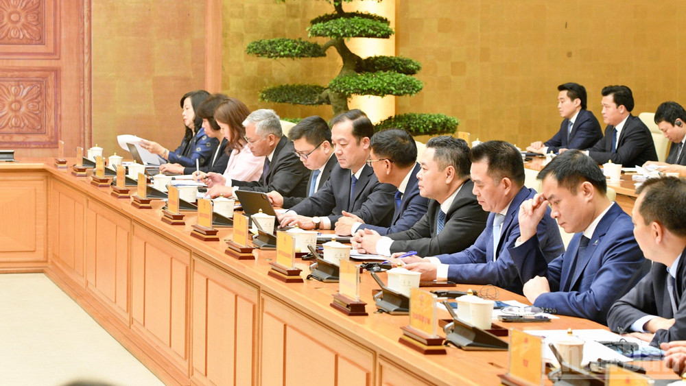 Lãnh đạo các bộ, ngành, cơ quan, đơn vị Việt Nam tham dự buổi làm việc. (Ảnh: THANH GIANG)

