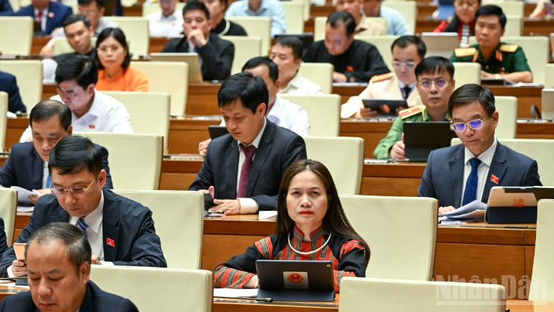 Quốc hội làm việc tại hội trường. (Ảnh: DUY LINH)
