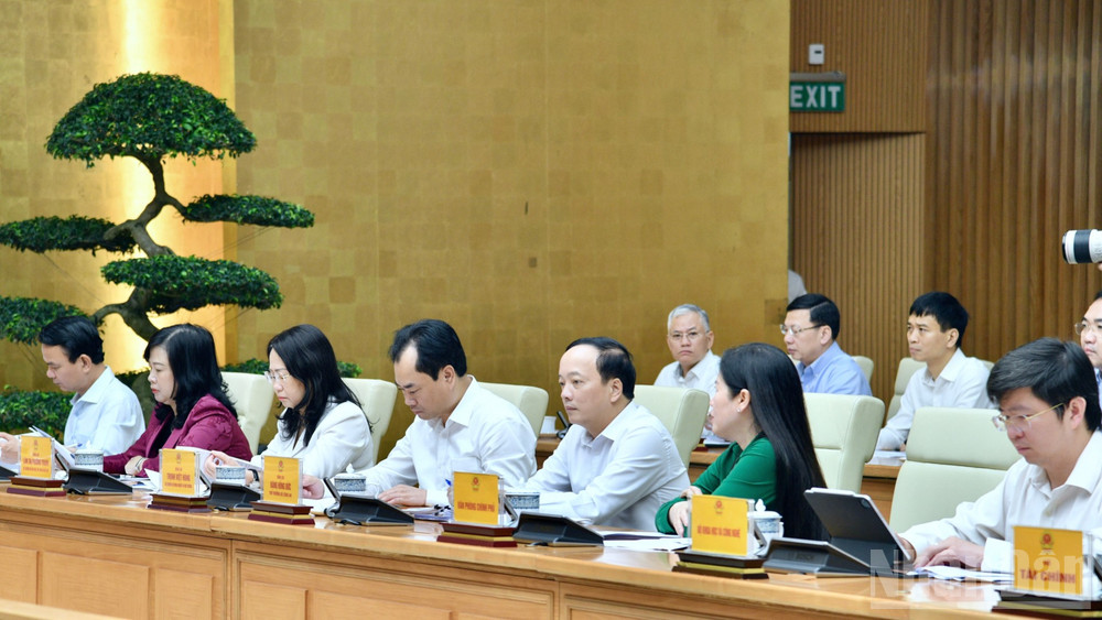 Lãnh đạo các bộ, ngành, cơ quan tham dự Hội nghị toàn quốc đẩy mạnh phân bổ, giải ngân vốn đầu tư công. (Ảnh: THANH GIANG)

