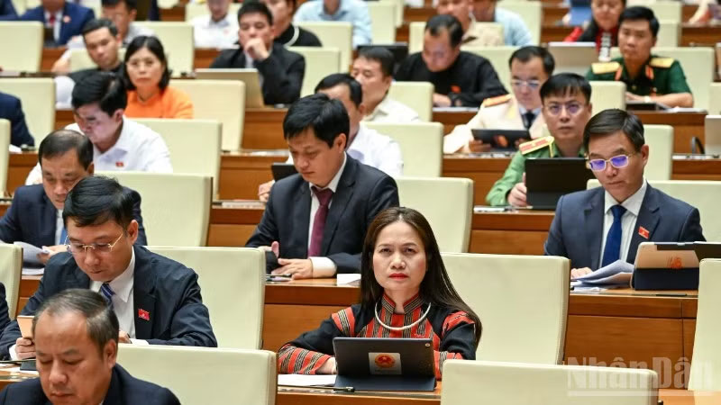 Quốc hội làm việc tại hội trường. (Ảnh: DUY LINH)