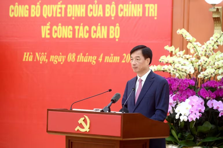 Đồng chí Nguyễn Duy Ngọc, Ủy viên Bộ Chính trị, Bí thư Trung ương Đảng, Trưởng ban Tổ chức Trung ương phát biểu tại hội nghị. (Ảnh: ĐĂNG KHOA)