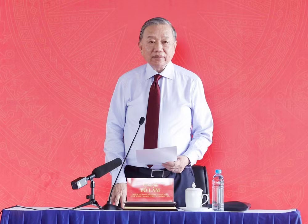 Tổng Bí thư, Chủ tịch nước Tô Lâm phát biểu tại buổi gặp mặt. (Ảnh: TTXVN)
