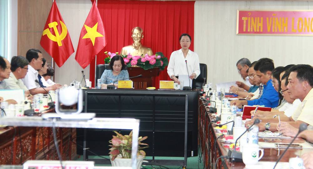 Phó Chủ tịch UBND tỉnh- Nguyễn Thị Quyên Thanh phát biểu chỉ đạo kết luận tại cuộc họp.