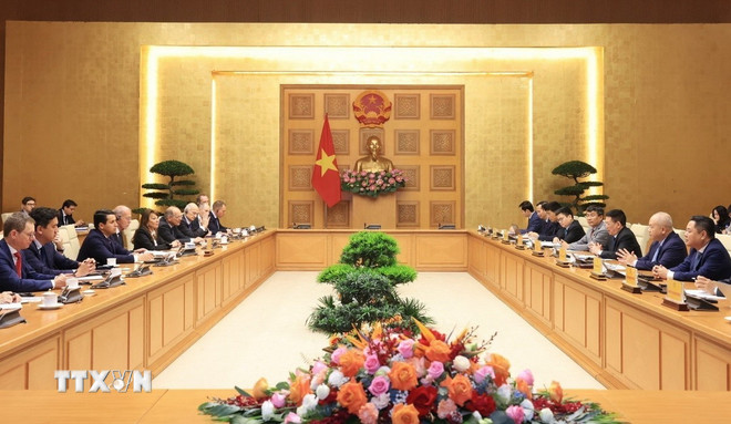 Quang cảnh lễ tiếp. (Ảnh: Tuấn Anh/TTXVN)