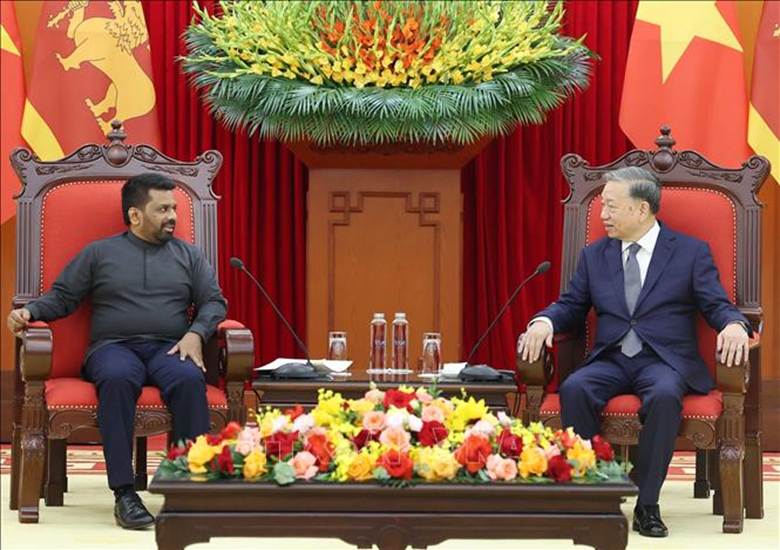 Tổng Bí thư Tô Lâm tiếp Tổng thống Sri Lanka Anura Kumara Dissanayaka. Ảnh: Thống Nhất/TTXVN