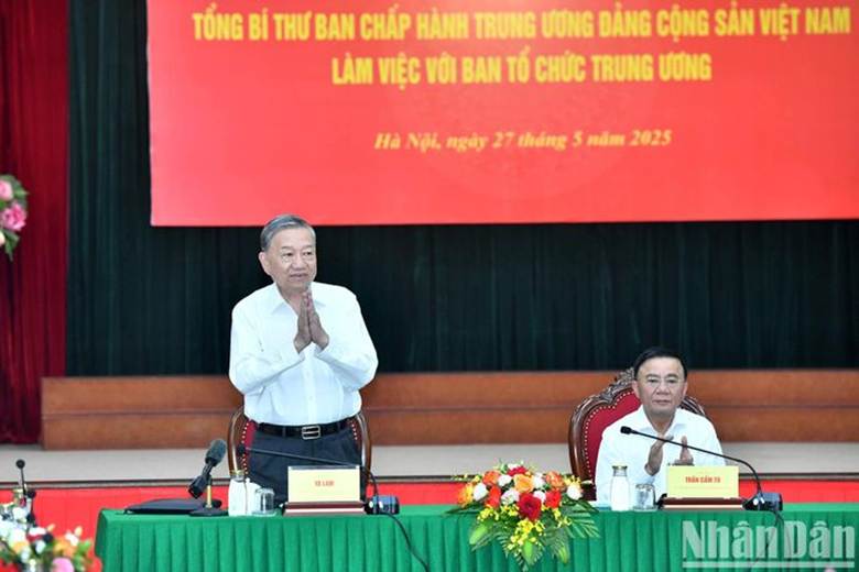 Tổng Bí thư Tô Lâm làm việc với Ban Tổ chức Trung ương