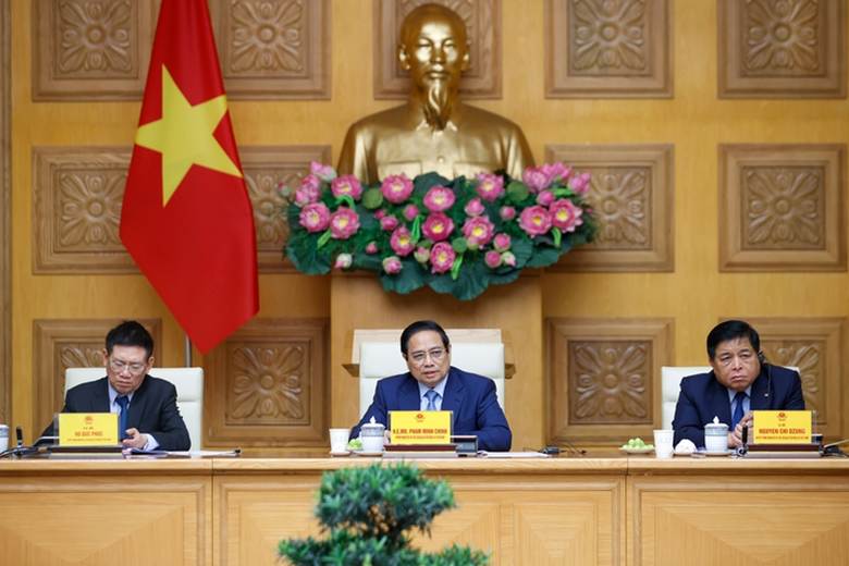 Thủ tướng và các Phó Thủ tướng Chính phủ: Hồ Đức Phớc, Nguyễn Chí Dũng dự cuộc làm việc - Ảnh: VGP/Nhật Bắc

