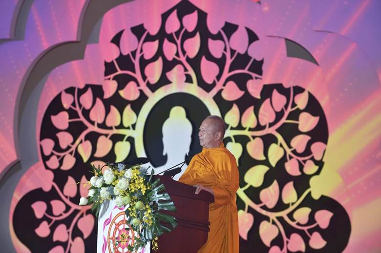 
Chủ tịch Ủy ban Tổ chức Quốc tế Đại lễ Vesak Liên Hợp Quốc (ICDV), Hòa thượng Brahmapundit phát biểu - Ảnh: VGP/Giang Thanh