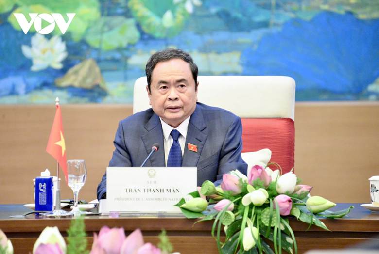 
Chủ tịch Quốc hội Trần Thanh Mẫn phát biểu tại hội kiến