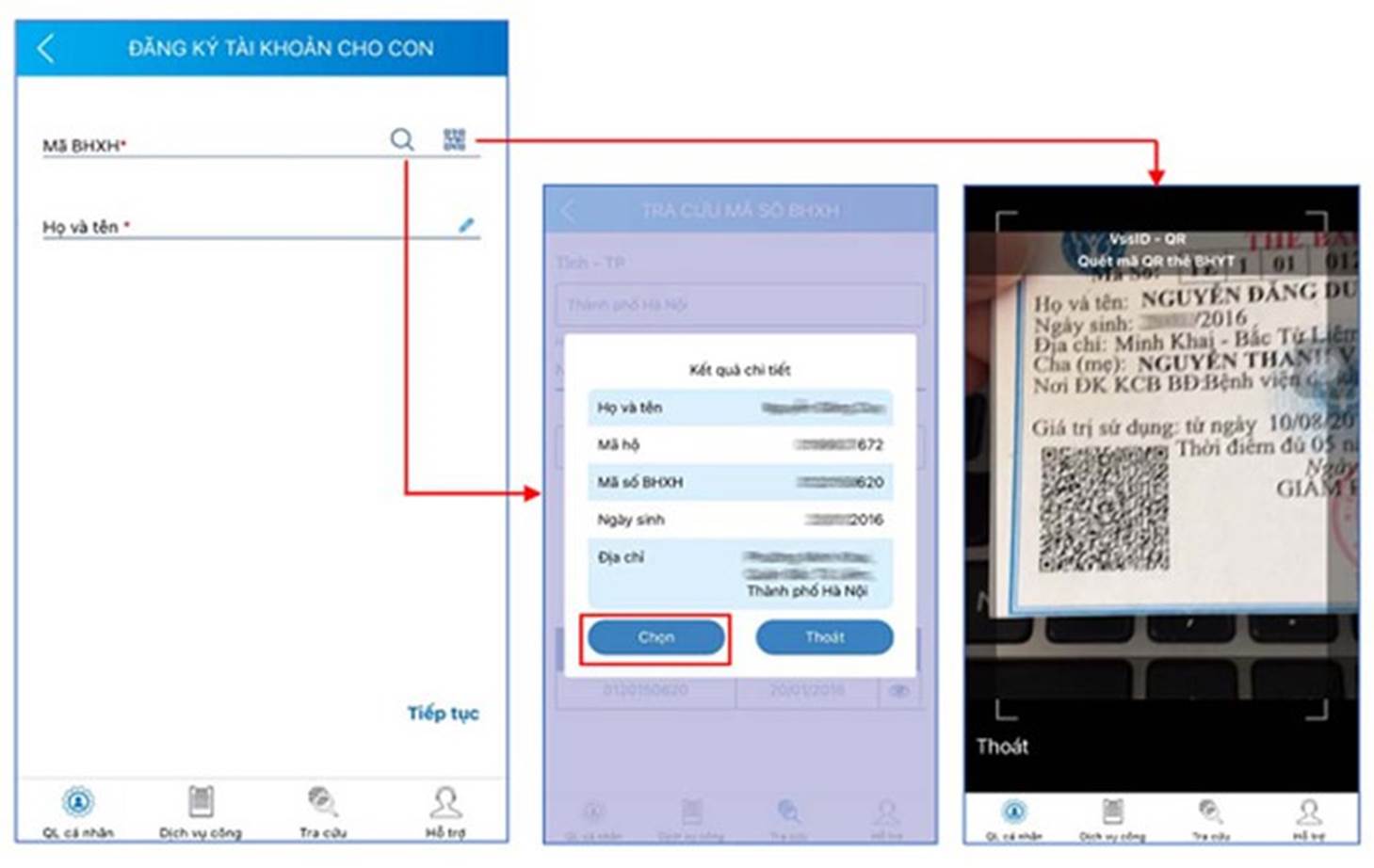 Trường hợp quên thông tin có thể tra cứu mã số BHXH online hoặc quét mã QR trên thẻ BHYT giấy.