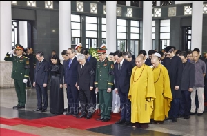Trang trọng Lễ viếng nguyên Chủ tịch nước Trần Đức Lương tại Nhà tang lễ Quốc gia