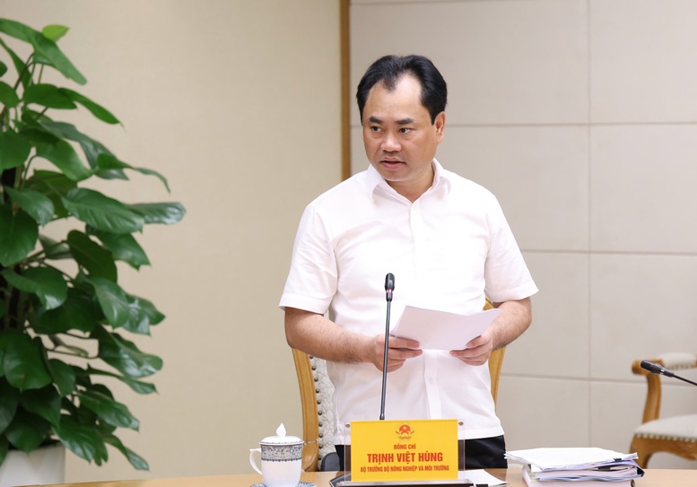 Bộ trưởng Bộ Nông nghiệp và Môi trường Trịnh Việt Hùng phát biểu - Ảnh: VGP/Gia Huy

