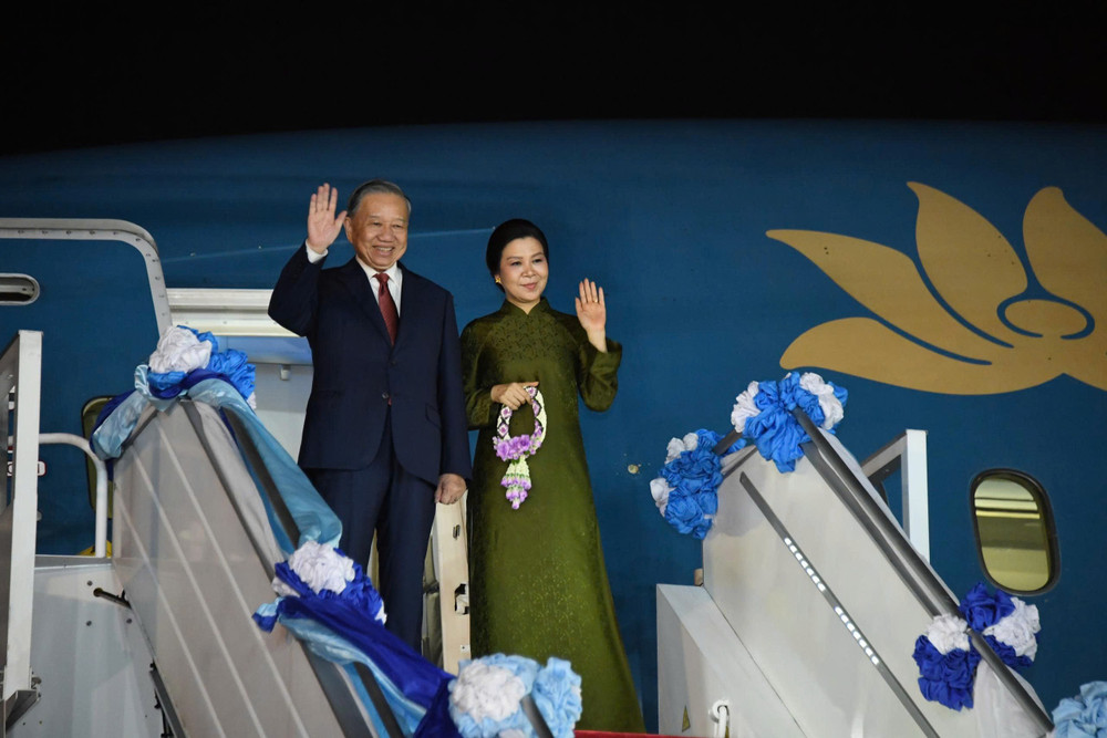 Tổng Bí thư, Chủ tịch nước Tô Lâm và Phu nhân rời Bangkok, lên đường thăm cấp Nhà nước tới Singapore. Ảnh: XUÂN SƠN
