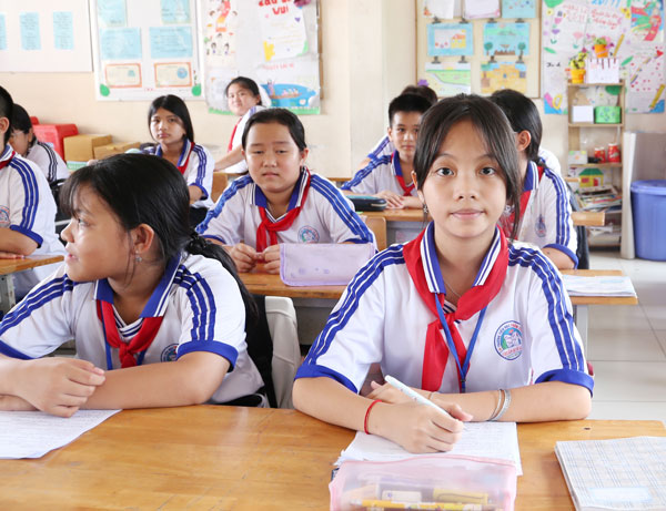 Em Thạch Ngọc Yến Vy trong giờ học.

