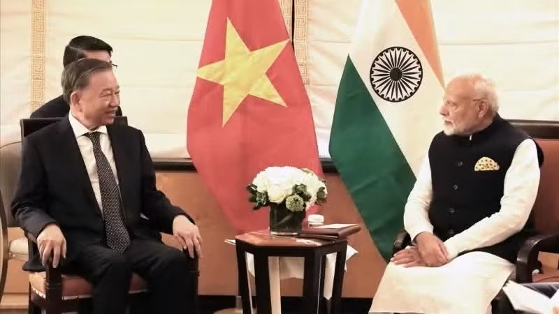 Tổng Bí thư, Chủ tịch nước Tô Lâm gặp Thủ tướng Ấn Độ Narendra Modi, trong khuôn khổ chuyến tham dự Đại hội đồng Liên hợp quốc khóa 79 và làm việc tại Hoa Kỳ, ngày 23/9/2024 (giờ địa phương), tại New York. (Ảnh: TTXVN)


