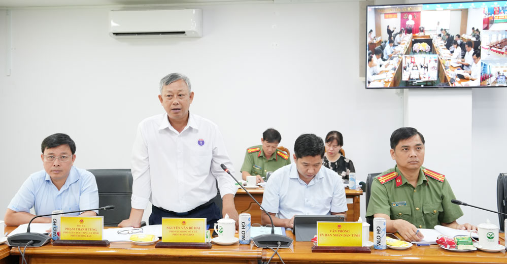 Đại diện Sở Y tế phát biểu tại cuộc họp.