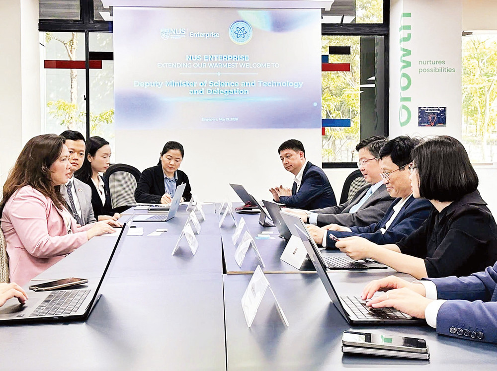 Hoạt động trao đổi về hợp tác đổi mới sáng tạo Việt Nam-Singapore. (Ảnh: Bộ Khoa học và Công nghệ Việt Nam)
