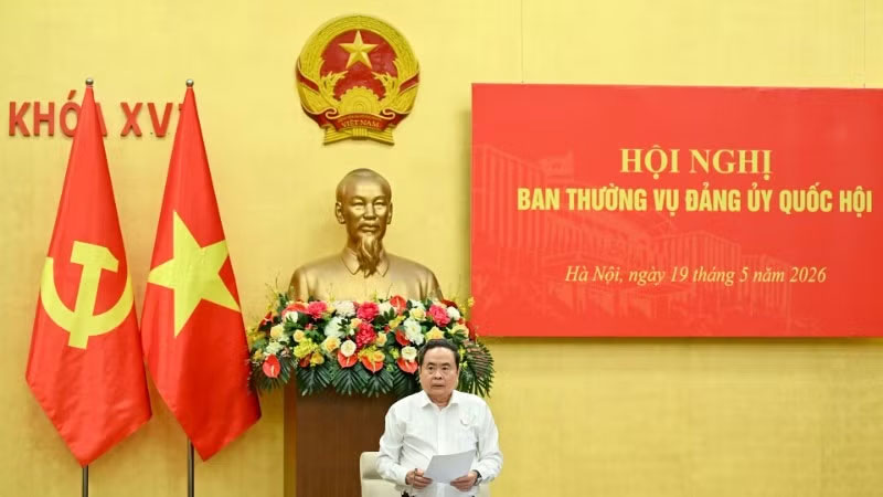 Bí thư Đảng ủy Quốc hội, Chủ tịch Quốc hội Trần Thanh Mẫn phát biểu khai mạc hội nghị Ban Thường vụ Đảng ủy Quốc hội. (Ảnh: Duy Linh)
