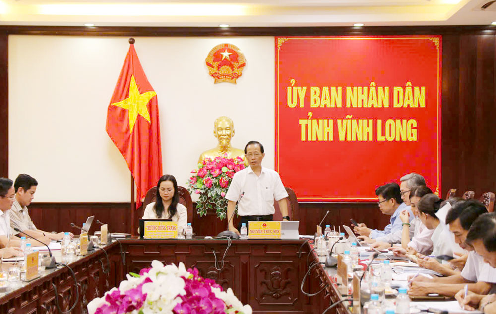 Phó Chủ tịch UBND tỉnh Nguyễn Trúc Sơn phát biểu kết luận tại buổi làm việc.