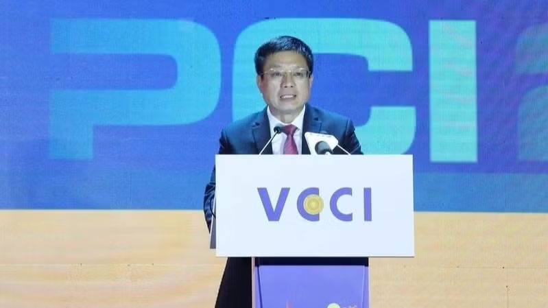Chủ tịch VCCI Hồ Sỹ Hùng phát biểu tại buổi lễ.
