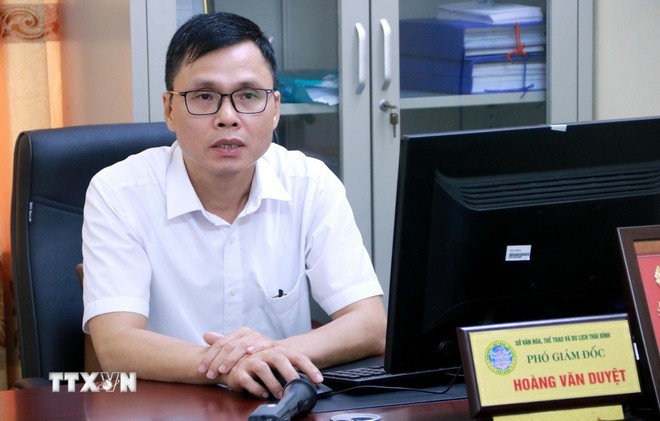 Ông Hoàng Văn Duyệt, Phó Giám đốc Sở Văn hóa, Thể thao và Du lịch tỉnh Thái Bình nêu ý kiến về Dự thảo Luật Báo chí (sửa đổi). (Ảnh: Thế Duyệt/TTXVN)