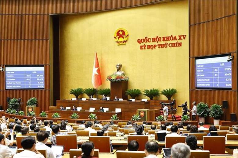 Sáng 12/6/2025, Quốc hội thông qua Nghị quyết của Quốc hội về việc sắp xếp đơn vị hành chính cấp tỉnh năm 2025. Ảnh: Doãn Tấn/TTXVN