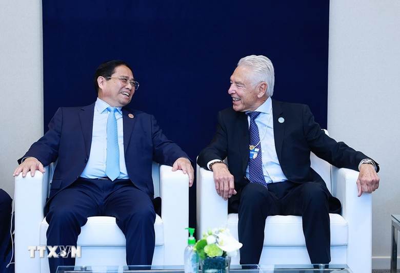 
Thủ tướng Phạm Minh Chính gặp ông Peter Brabeck-Letmathe, Chủ tịch lâm thời Diễn đàn Kinh tế thế giới. (Ảnh: TTXVN)
