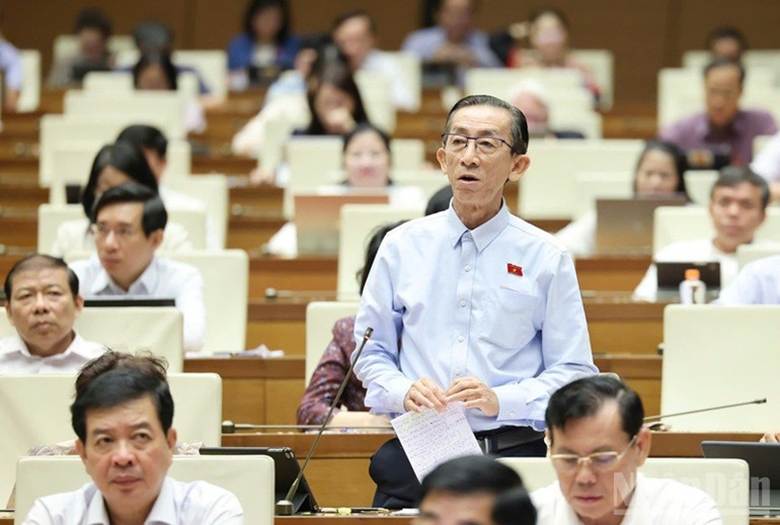 Đại biểu Trần Hoàng Ngân (Đoàn Thành phố Hồ Chí Minh) phát biểu. (Ảnh: DUY LINH)