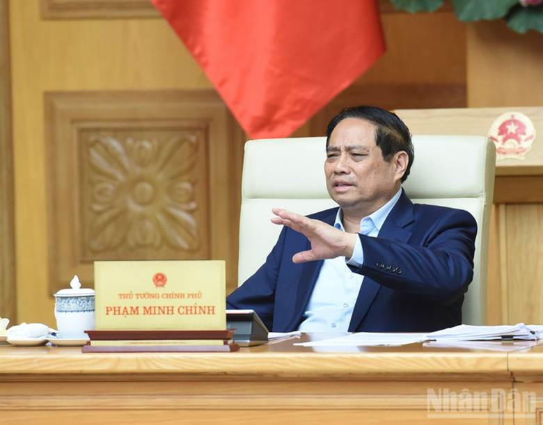 Thủ tướng Phạm Minh Chính phát biểu ý kiến chỉ đạo cuộc họp (Ảnh: Trần Hải).