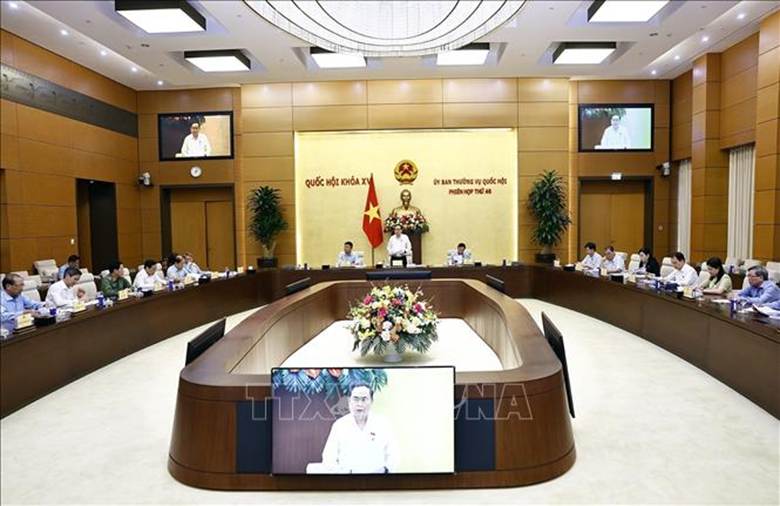 Chủ tịch Quốc hội Trần Thanh Mẫn, Chủ tịch Ủy ban dự thảo sửa đổi, bổ sung một số điều của Hiến pháp năm 2013 phát biểu. Ảnh: Doãn Tấn/TTXVN