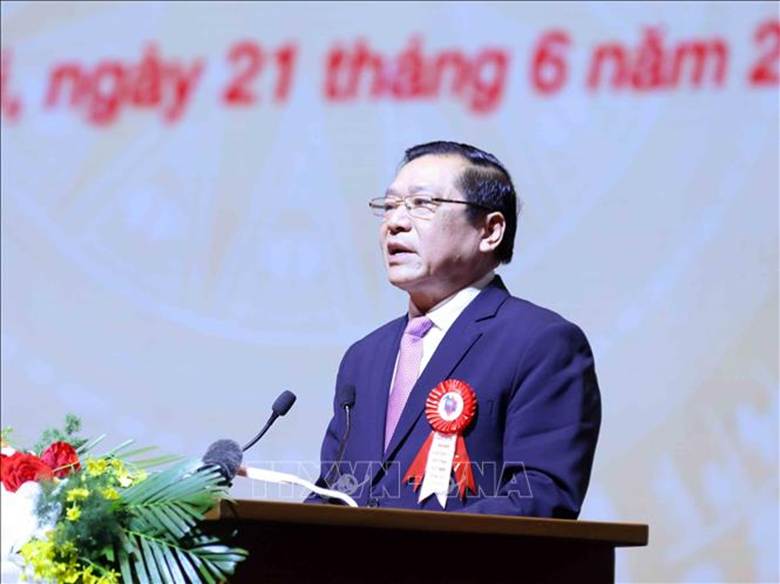 Đồng chí Lại Xuân Môn, Uỷ viên Trung ương Đảng, Phó Chủ tịch Thường trực Ban Tuyên giáo và Dân vận Trung ương, phát biểu tại Lễ kỷ niệm. Ảnh: Phương Hoa/TTXVN