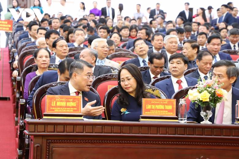 Ủy viên Bộ Chính trị, Trưởng Ban Tổ chức Trung ương dự lễ công bố quyết định sáp nhập 3 tỉnh Ninh Bình, Nam Định, Hà Nam.