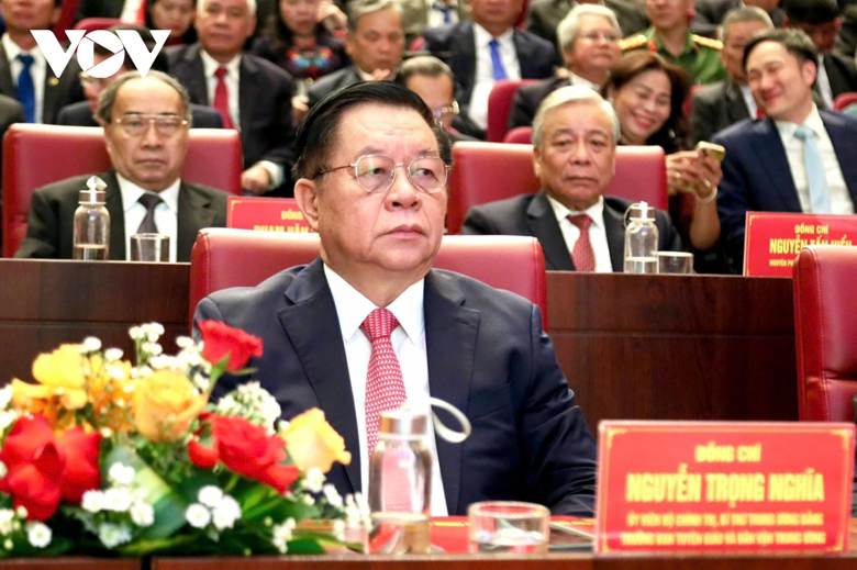Ông Nguyễn Trọng Nghĩa, Ủy viên Bộ Chính trị, Bí thư Trung ương Đảng, Trưởng Ban Tuyên giáo và Dân vận Trung ương dự Lễ công bố tại điểm cầu Gia Lai