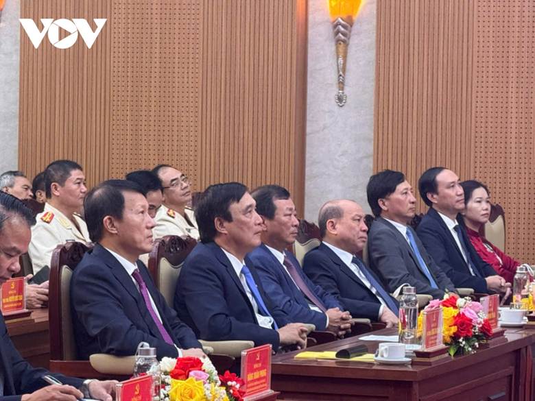 Uỷ viên Bộ Chính trị, Đại tướng Lương Tam Quang- Bộ trưởng Bộ Công an cùng lãnh đạo Quốc hội, Chính phủ dự lễ công bố ở Phú Thọ