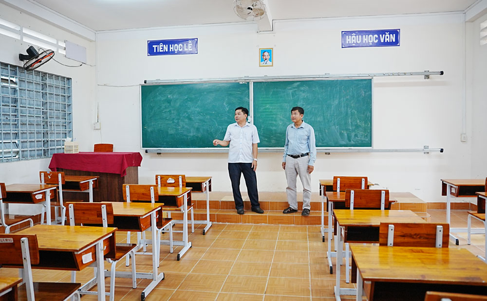 Điểm thi Trường THPT chuyên Nguyễn Bỉnh Khiêm đã chuẩn bị sẵn sàng cơ sở vật chất cho kỳ thi. Ảnh: Cao Huyền