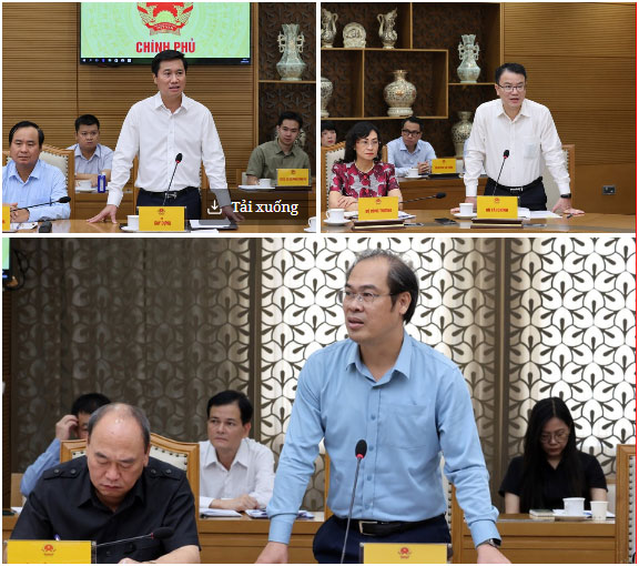 Các đại biểu báo cáo tại cuộc họp - Ảnh: VGP/Phương Nguyên

